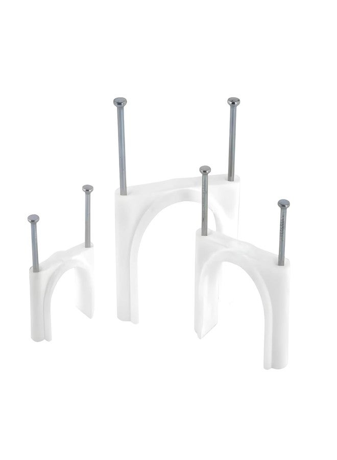 NEW WARE 20 mm Wire Fastener Cable Clips with SS Nails | Round Cable Clamps for Wall Cable Management | Pack of 50 - Image 1